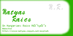 matyas raics business card